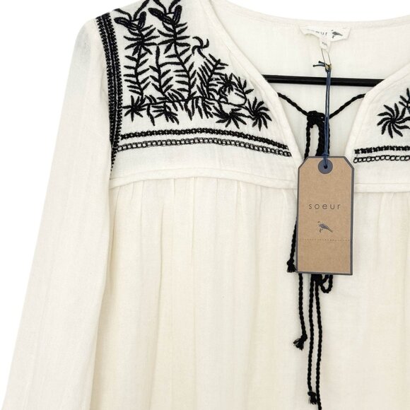 Soeur Embroidered Ecru Gauze Cotton Dress Size XS/XXS - Picture 3 of 6